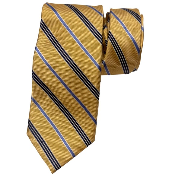 U.S. Polo Assn. Other - US Polo Assn. Yellow‎ Blue Striped 100%Silk Necktie Formal Business Men